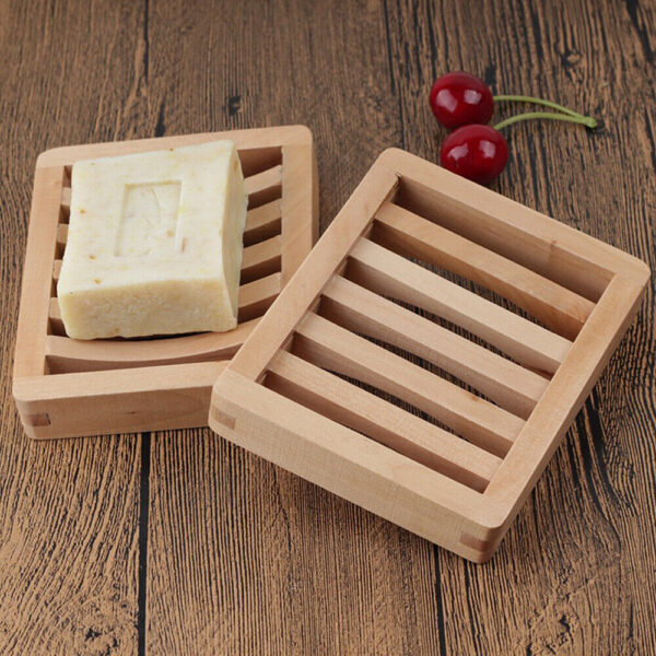 Bamboo Wood Soap Dish Holder Storage Drain Tray Plate Shower Bathroom Container - Image 3