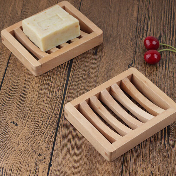 Bamboo Wood Soap Dish Holder Storage Drain Tray Plate Shower Bathroom Container - Image 4