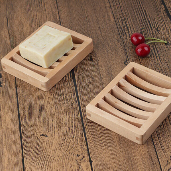 Bamboo Wood Soap Dish Holder Storage Drain Tray Plate Shower Bathroom Container - Image 5