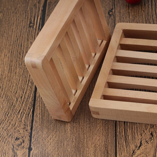 Bamboo Wood Soap Dish Holder Storage Drain Tray Plate Shower Bathroom Container - Image 6