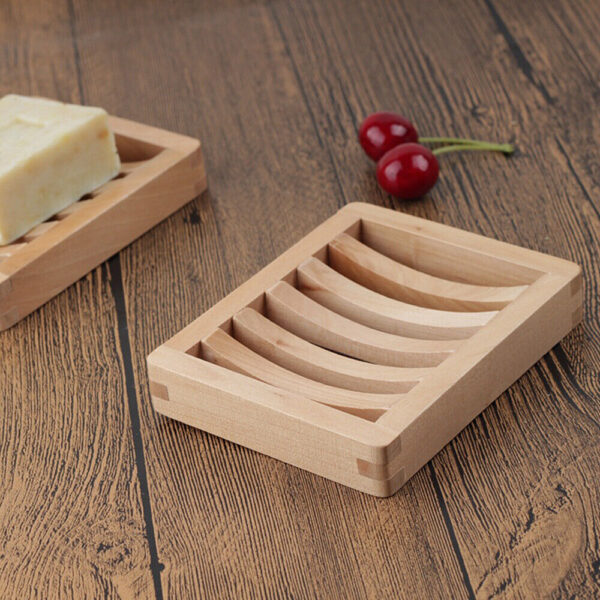 Bamboo Wood Soap Dish Holder Storage Drain Tray Plate Shower Bathroom Container