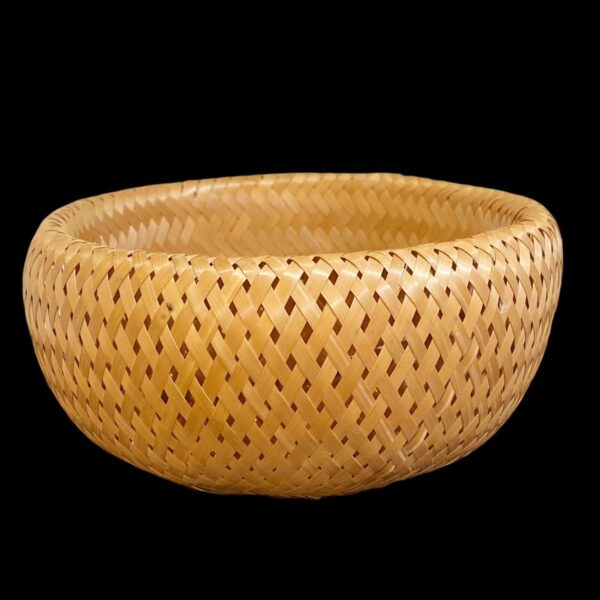 Bambu Double Walled Natural Bamboo Basket Storage or Planter 7.5”x5”