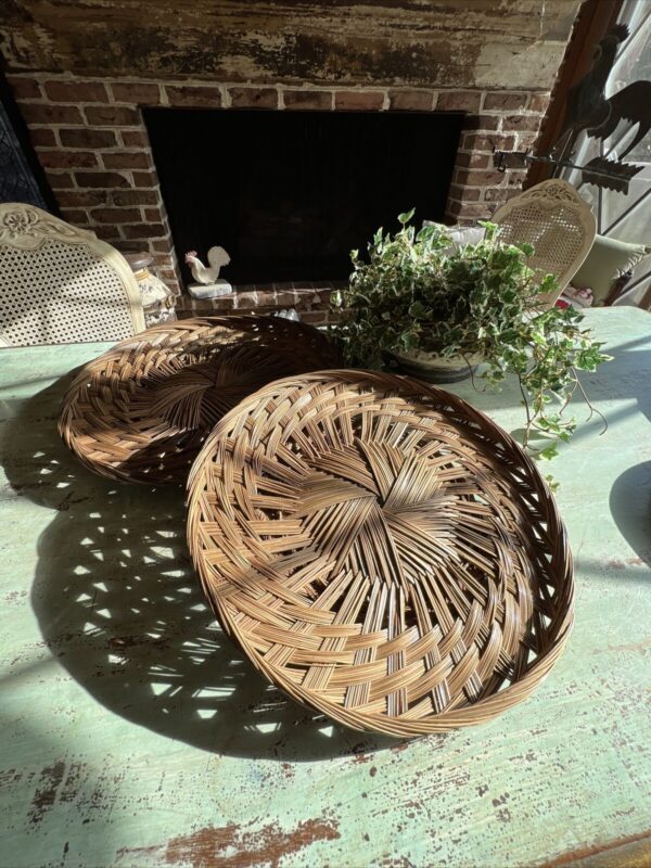 Basket Decor Boho 2 Flat Wall Hanging Natural Wicker - Image 6