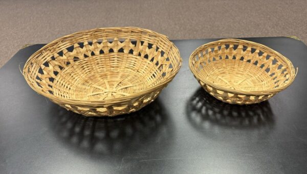 Basket Lot 2 Vintage Woven Boho Wall Hanging Decor Round - Image 2