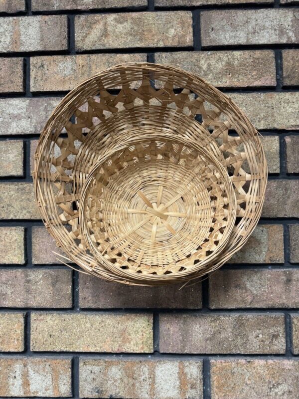 Basket Lot 2 Vintage Woven Boho Wall Hanging Decor Round - Image 3