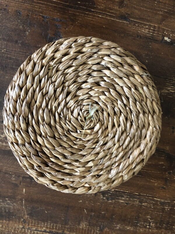 Basket Round Hand Woven Grass Boho Decor 6.5" No Lid - Image 2