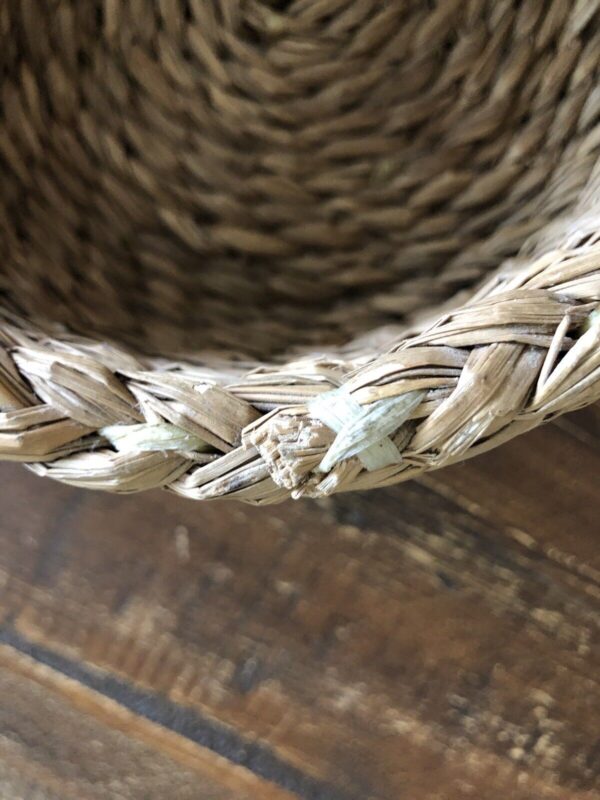 Basket Round Hand Woven Grass Boho Decor 6.5" No Lid - Image 3