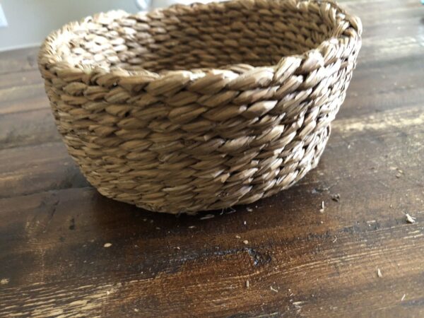 Basket Round Hand Woven Grass Boho Decor 6.5" No Lid - Image 4