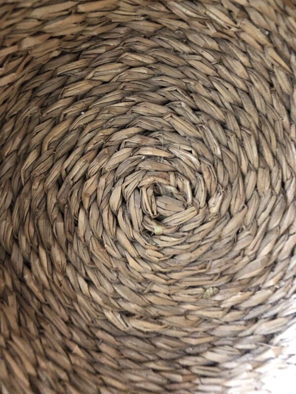 Basket Round Hand Woven Grass Boho Decor 6.5" No Lid - Image 6