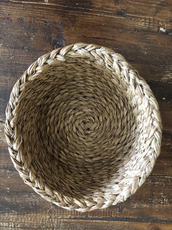 Basket Round Hand Woven Grass Boho Decor 6.5" No Lid