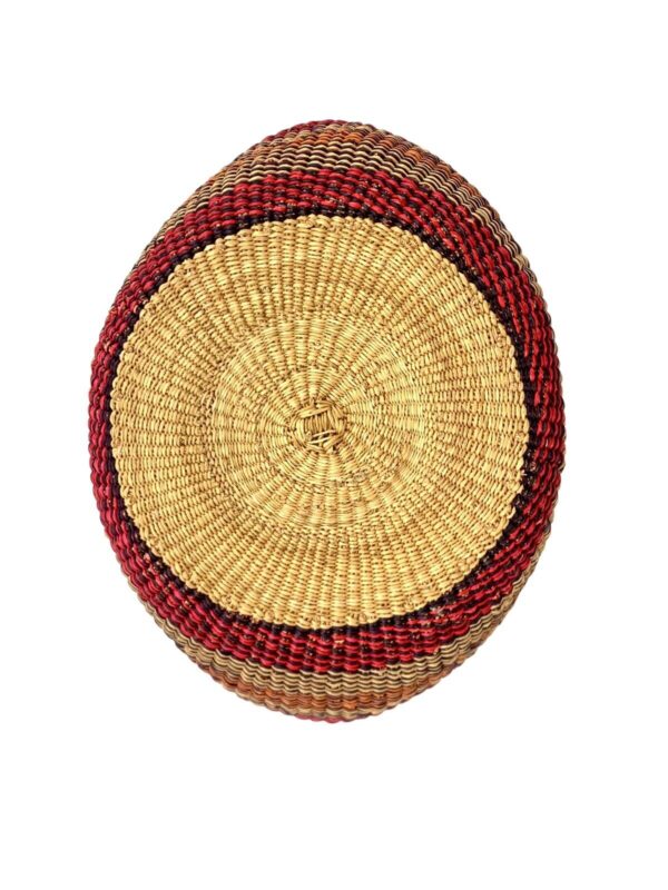 Basket Woven with Leather Handle Colorful Handmade Boho Decor - Image 4