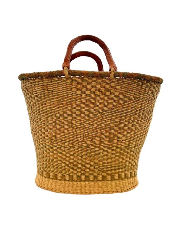 Basket Woven with Leather Handle Handmade High Quality Boho Decor - Image 3