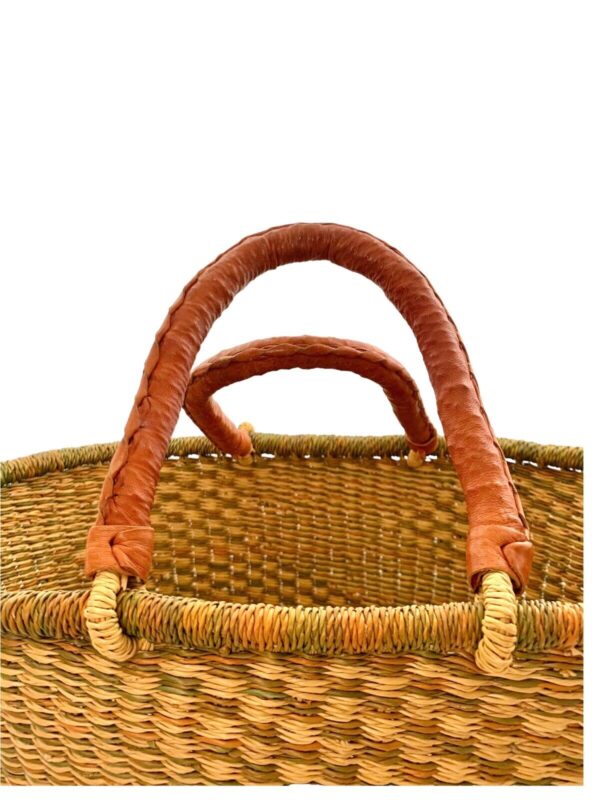 Basket Woven with Leather Handle Handmade High Quality Boho Decor - Image 4