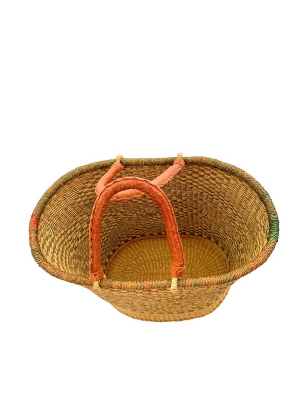 Basket Woven with Leather Handle Handmade High Quality Boho Decor - Image 5