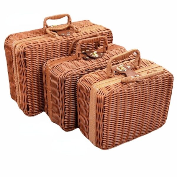 Baskets Picnic Storage Basket Wicker Suitcase with Hand Gift Box Woven - Image 6