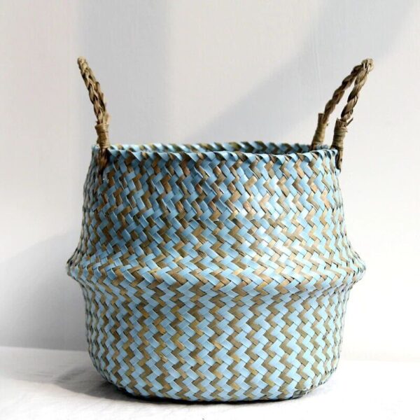 Beautiful Boho Decor Striped Wicker Storage Baskets Handmade 23X20cm From Bamboo