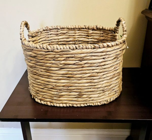 Beautiful Boho Wicker Pia Banded Storage Basket with Handles13" x 10" x 10"