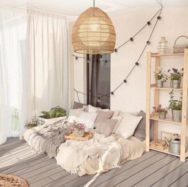 Beige Ceiling Lamp Chandelier Bamboo Wicker Rattan Woven Pendant Light Fixture - Image 6