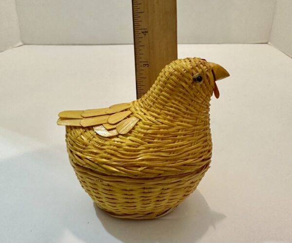 Bird Basket Trinket Hidden Storage Boho Woven Wicker Rattan Cottage chicken - Image 6