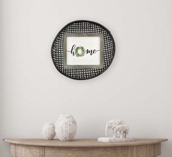 Black Boho Wall Baskets 2pk, Wall Decor Accent Woven Wicker Baskets - Image 4