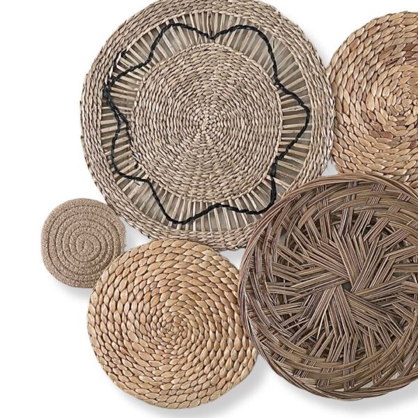 Bohemian Handmade Basket Wall Decor Set - 6 Pieces for Living Room, Bedroom - Image 2