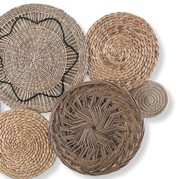 Bohemian Handmade Basket Wall Decor Set - 6 Pieces for Living Room, Bedroom - Image 3