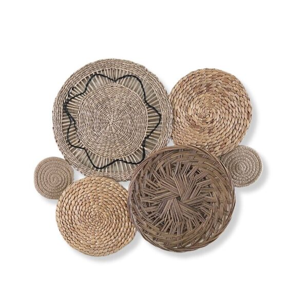 Bohemian Handmade Basket Wall Decor Set - 6 Pieces for Living Room, Bedroom