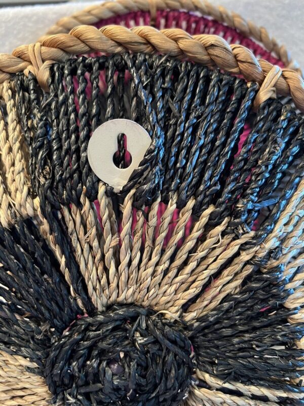 Bohemian Wicker Woven Magenta And Black Wall Hanging Or Table Top Baskets - Image 6