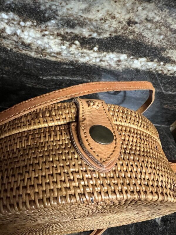 Boho Basket Canteen Raffia Straw Weave Woven Crossbody Bag Purse 8” X 3” - Image 3