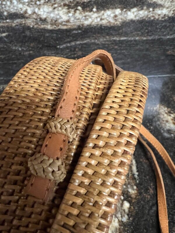 Boho Basket Canteen Raffia Straw Weave Woven Crossbody Bag Purse 8” X 3” - Image 5