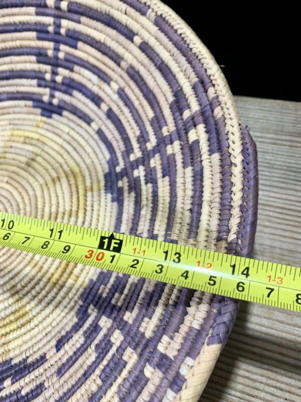 Boho Chic Vintage 14 Inches Hand Woven Coil Natural Fiber Tribal Grass Basket - Image 3