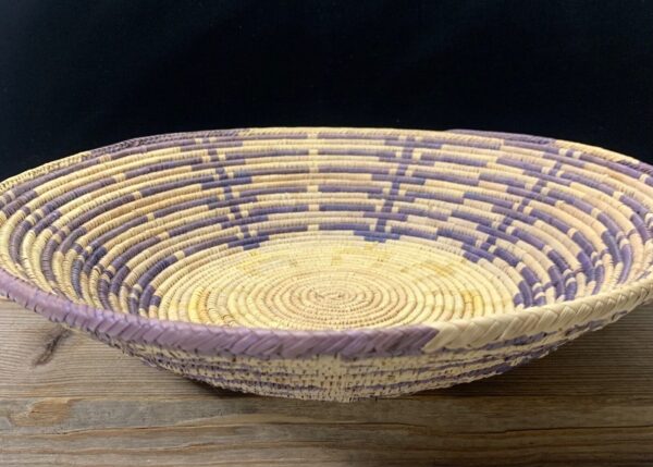 Boho Chic Vintage 14 Inches Hand Woven Coil Natural Fiber Tribal Grass Basket - Image 5