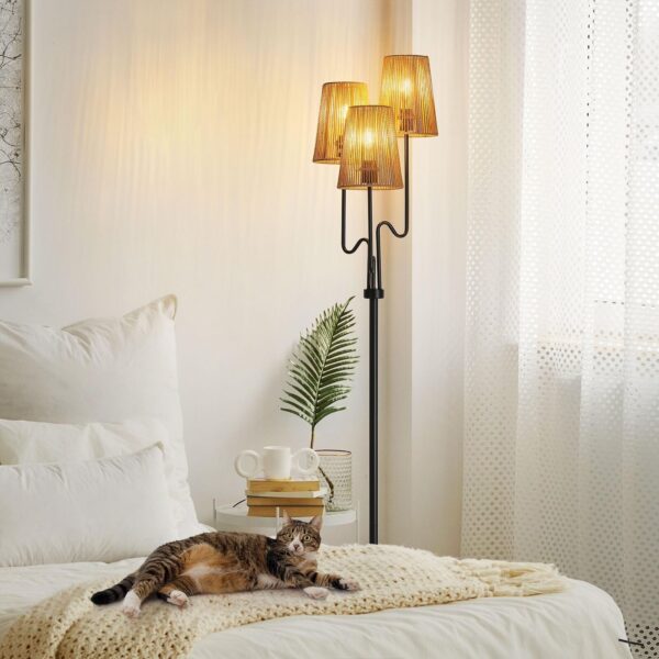 Boho Floor Lamp, 68in. Rattan Floor Lamp with Rattan Shade,3 Light Tree Stand...