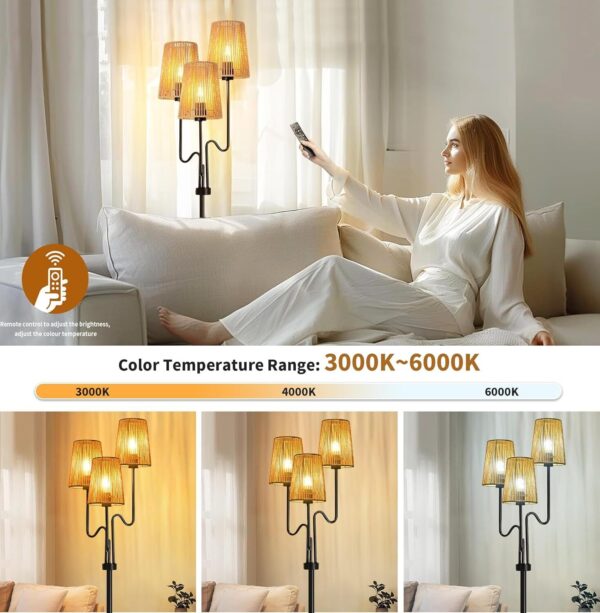 Boho Floor Lamp for Living Room,Rattan Lamps with Lamp-13, 1 - Image 3