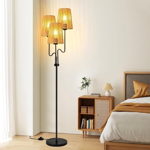 Boho Floor Lamp for Living Room,Rattan Lamps with Lamp-13, 1 - Image 4