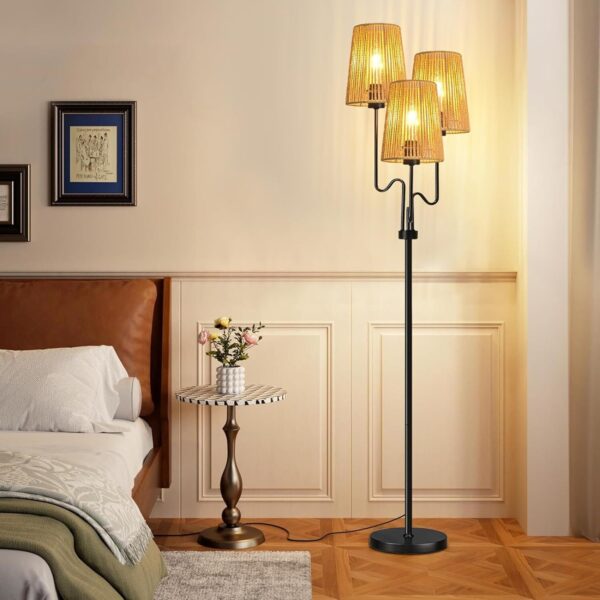 Boho Floor Lamp for Living Room,Rattan Lamps with Lamp-13, 1 - Image 5