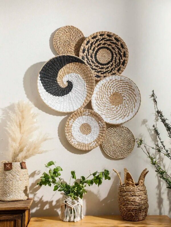 Boho Hand Woven Wall Hanging Home Decor Rustic Wall Basket Kitchen Living Room