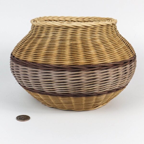 Boho Handcrafted Reed & Seagrass Storage Basket Natural Neutral Colors Signed - Image 4