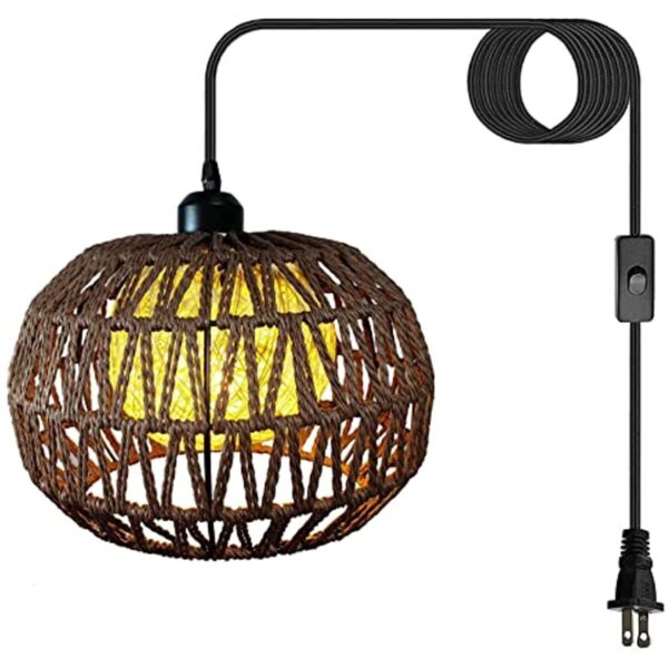 Boho Hanging Lamps That Plug Into Wall Outlet,Vintage Plug In Pendant Lighting