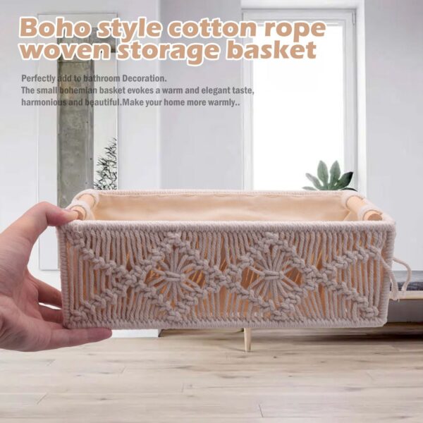 Boho Storage Basket Decor Box Handmade Woven Decorative Countertop2690 - Image 2