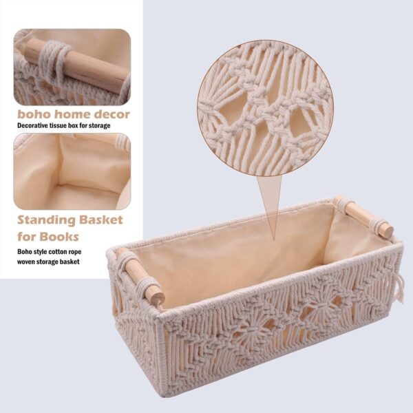 Boho Storage Basket Decor Box Handmade Woven Decorative Countertop2690 - Image 3