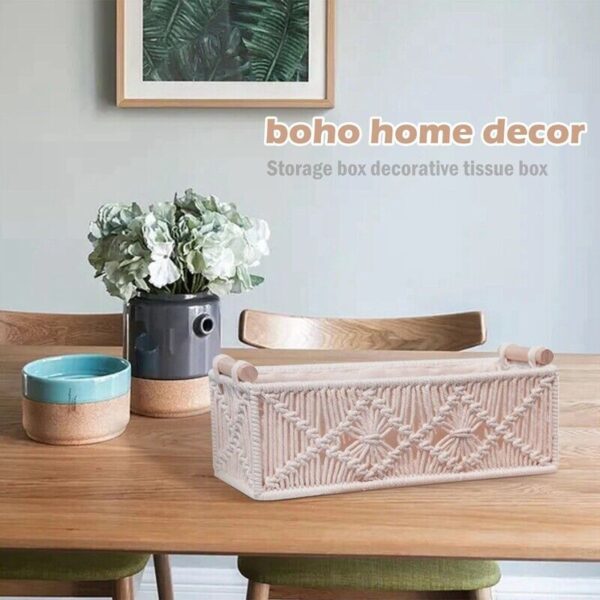 Boho Storage Basket Decor Box Handmade Woven Decorative Countertop8459 - Image 4