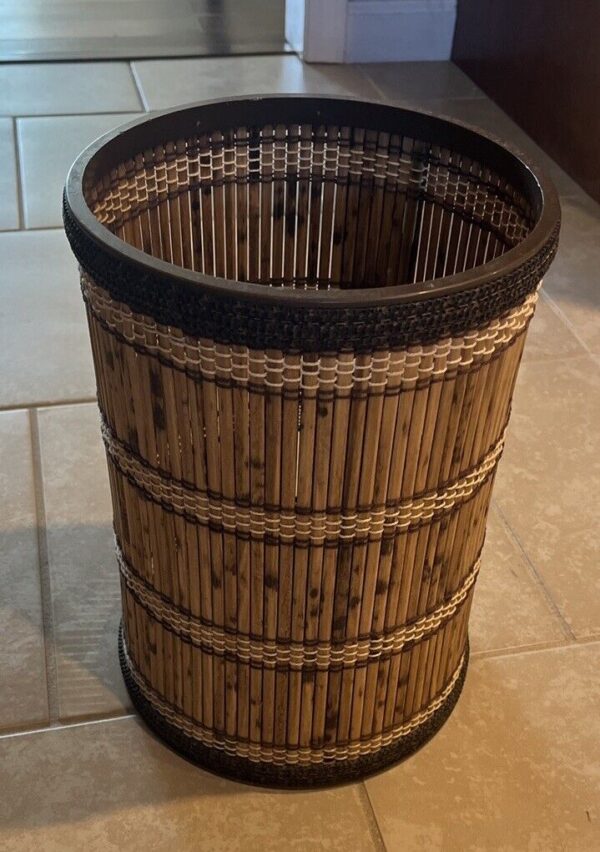 Boho Style Wood Bamboo Planter/Waste Basket