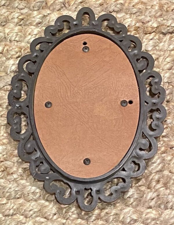 BOHO Vintage 1970's Retro Faux Rattan Wicker Oval Accent Mirror Basket Wall 9x7" - Image 3