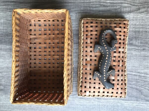 Boho Wicker Woven Basket Gecko Handle Basket Container Chic Storage 7.5x4.5x3.5 - Image 3