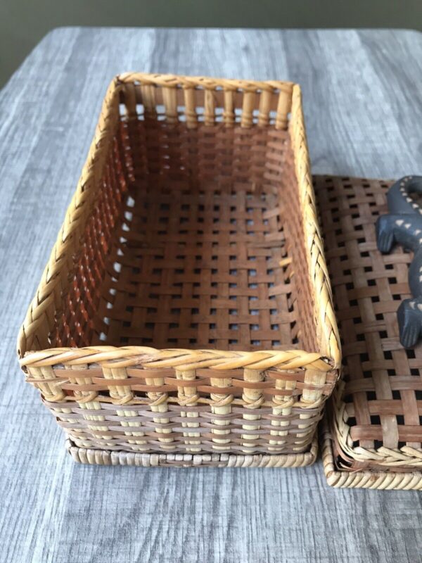 Boho Wicker Woven Basket Gecko Handle Basket Container Chic Storage 7.5x4.5x3.5 - Image 6