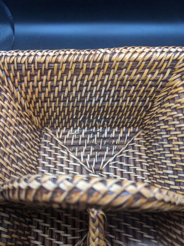 Boho Woven Basket With Handle And 3 Compartments 10x5" - Image 2