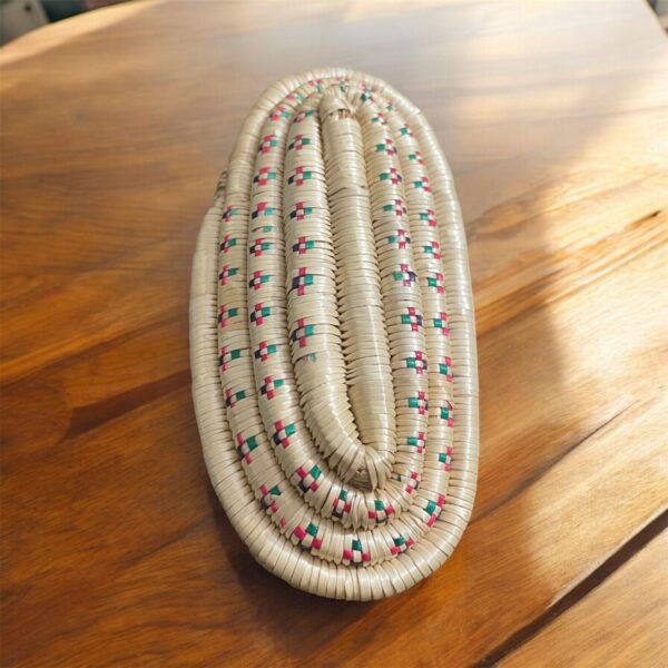 Boho Woven Oval Basket with Lid Seagrass Multi color - Image 2