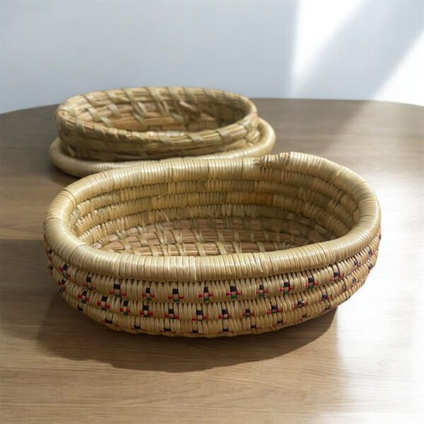 Boho Woven Oval Basket with Lid Seagrass Multi color - Image 3