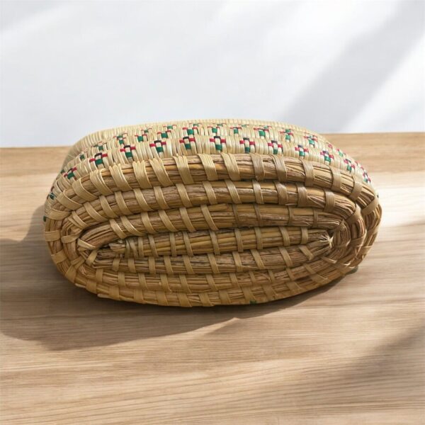 Boho Woven Oval Basket with Lid Seagrass Multi color - Image 5